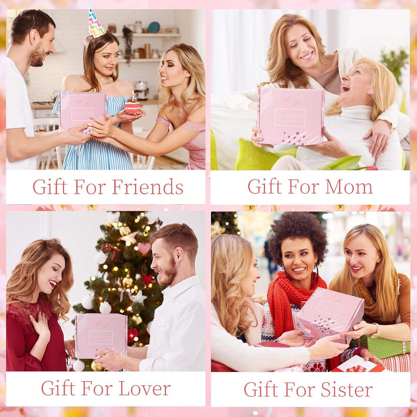 Birthday Gifts for Women, Thank You for Women Mothers Day Gifts for Mom Wife Sister Girlfriend Her -Pink Rose Spa Gift Basket Set