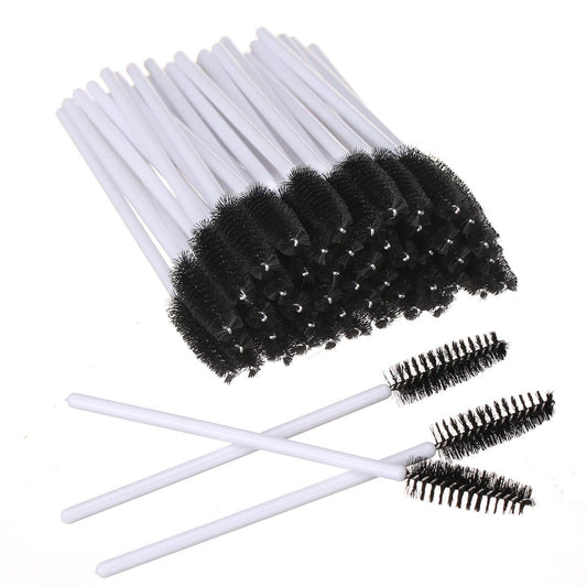100 PCS Disposable Eyelash Brushes Mascara Brushes Eye Lash Eyebrow Applicator Cosmetic Makeup Brush Tool Kits (White-Black)