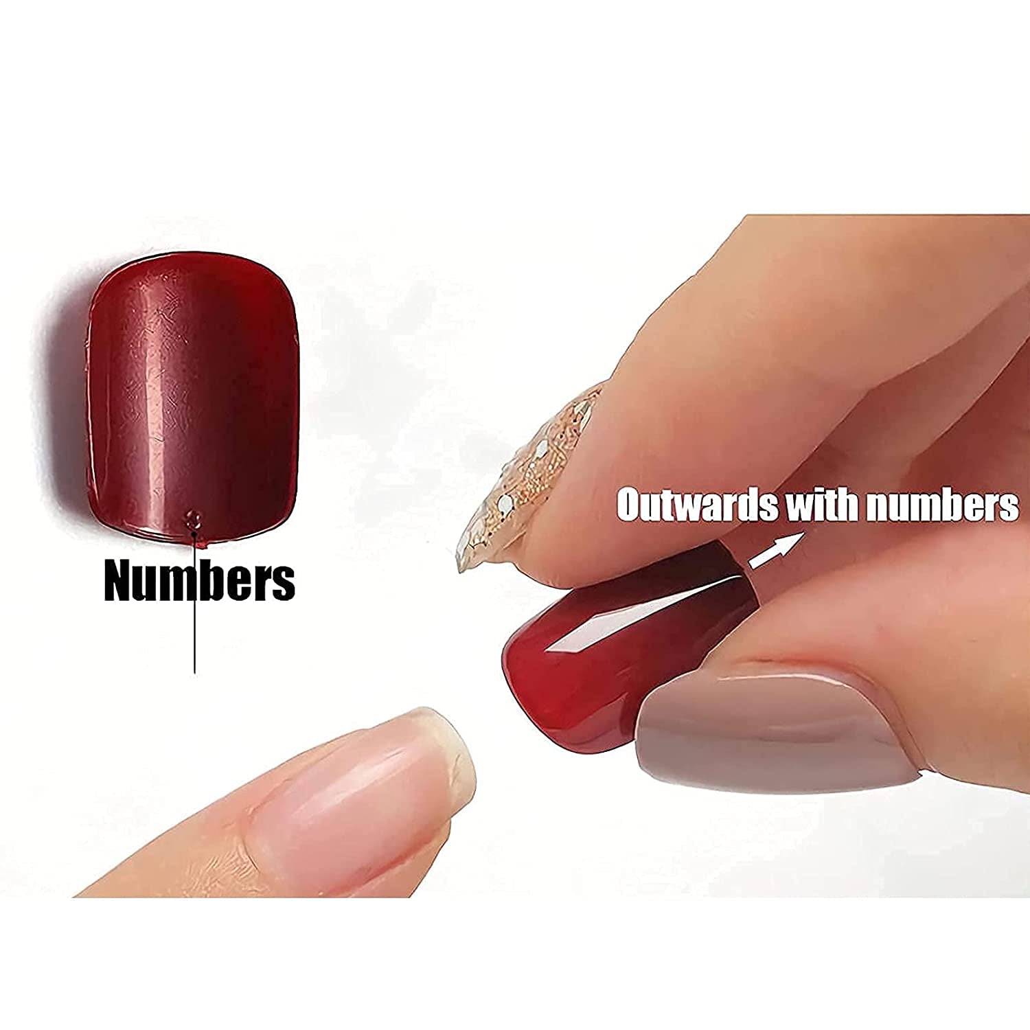 Press on Nails Medium Almond Fake Nails Glossy Glue on Nails Goth Black Ombre Acrylic Nails Stiletto Artificial Nails Gothic Moon Stick on False Nails with Design 24 Pcs